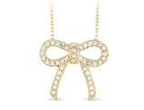 Simulated Crystal Bow Pendant Necklace in Sterling Silver with Yellow Gold Plating